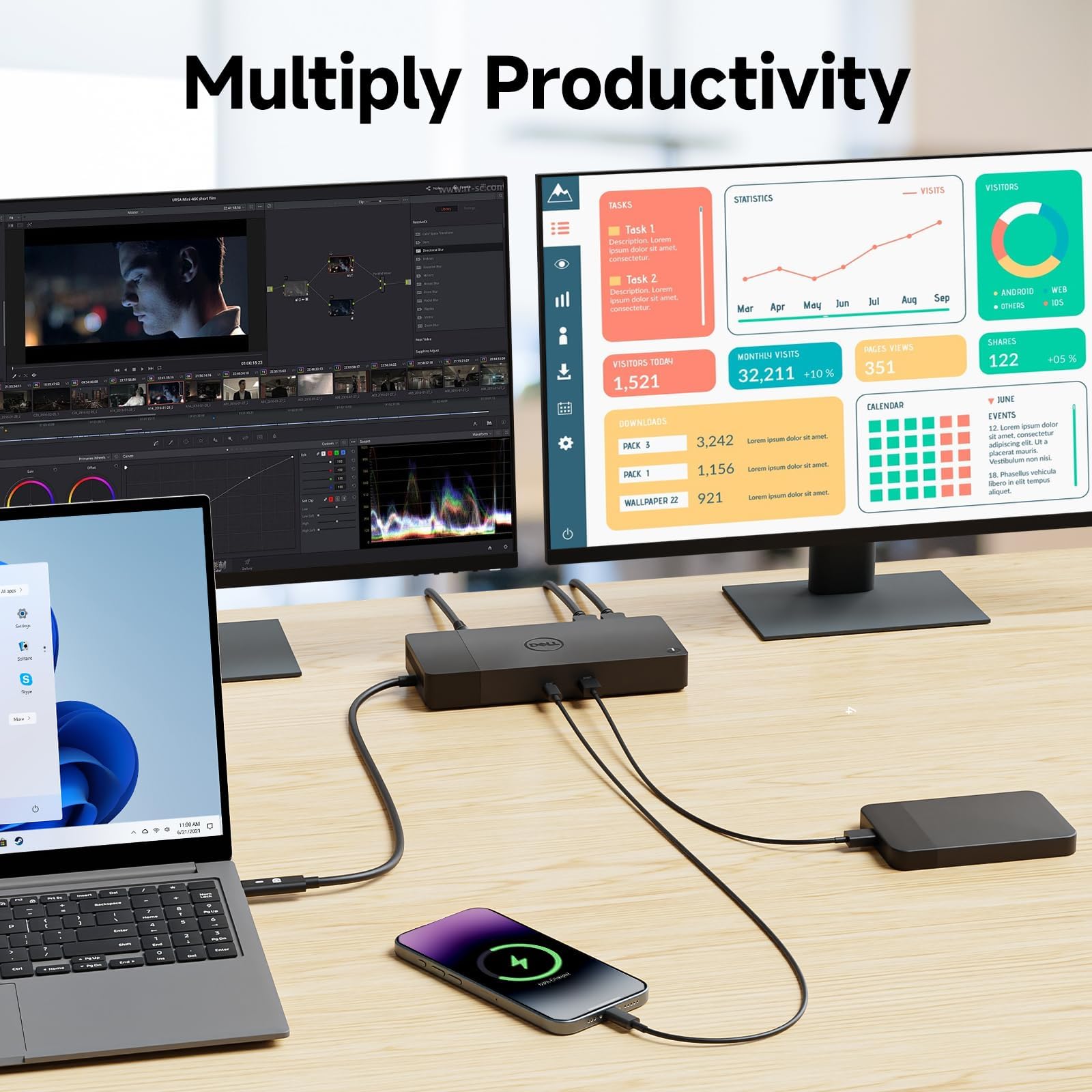 Amazon | Dell WD19S 180W ドッキングステーション USB-C、3つの外部